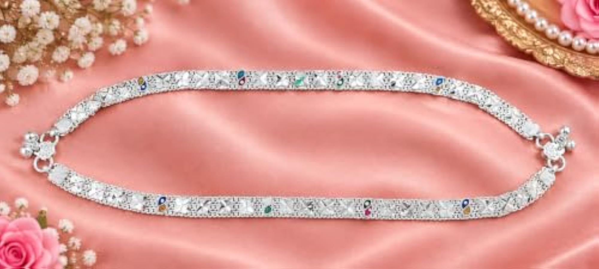 Women's Designer Multicolor Payal Anklet Pair, Elegant